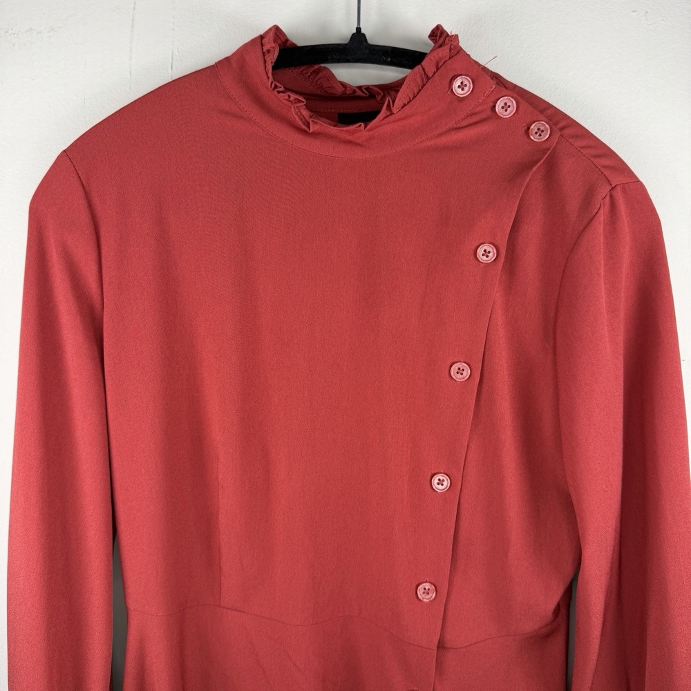 Who What Wear Fit & Flare Size X-Small Rust‎ Colored Ruffle Button Dress Cottage